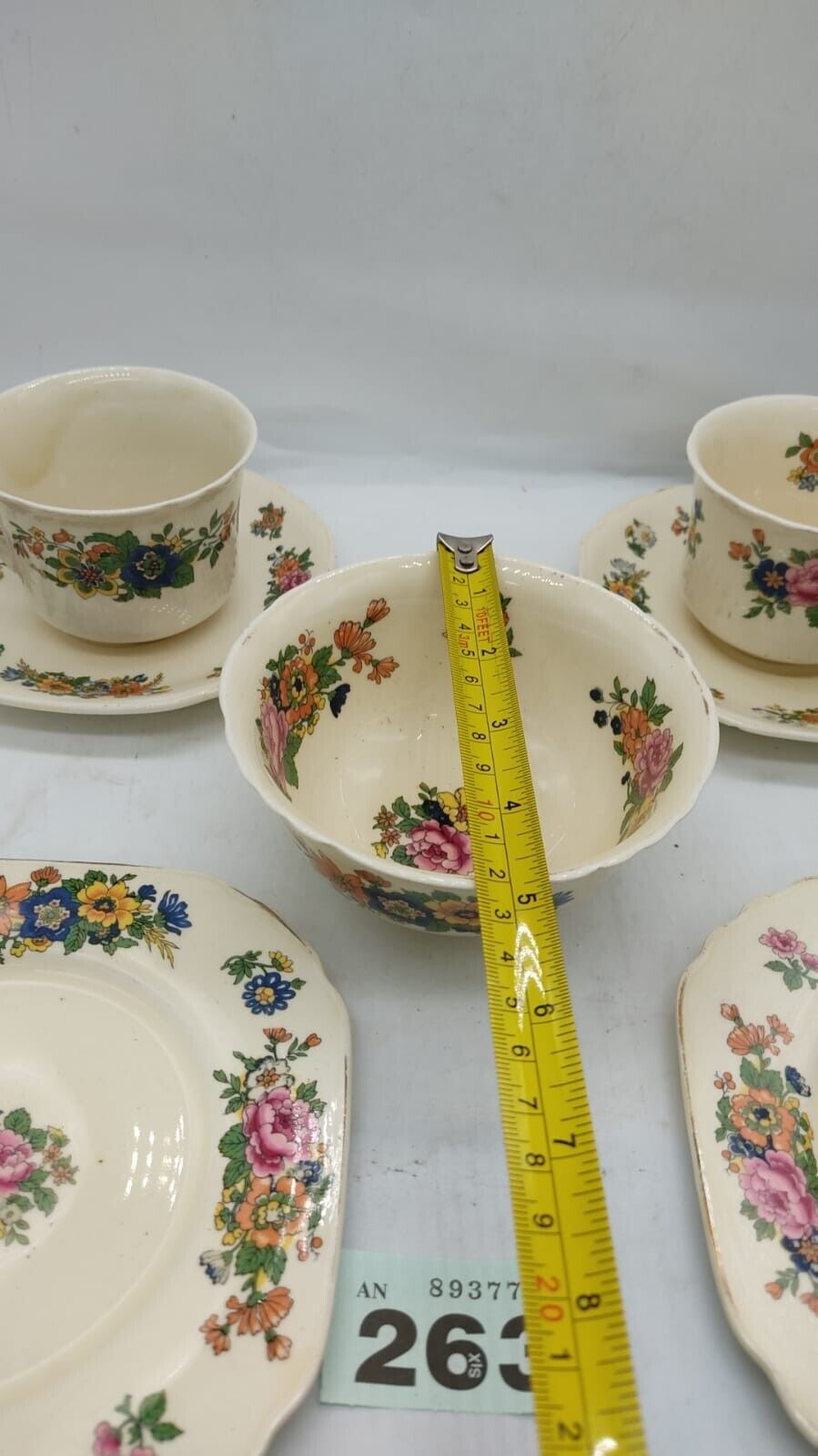 Vintage Set of 7 Wedgewood Tea 2 Cups and Saucers 2 Plates Dish Floral