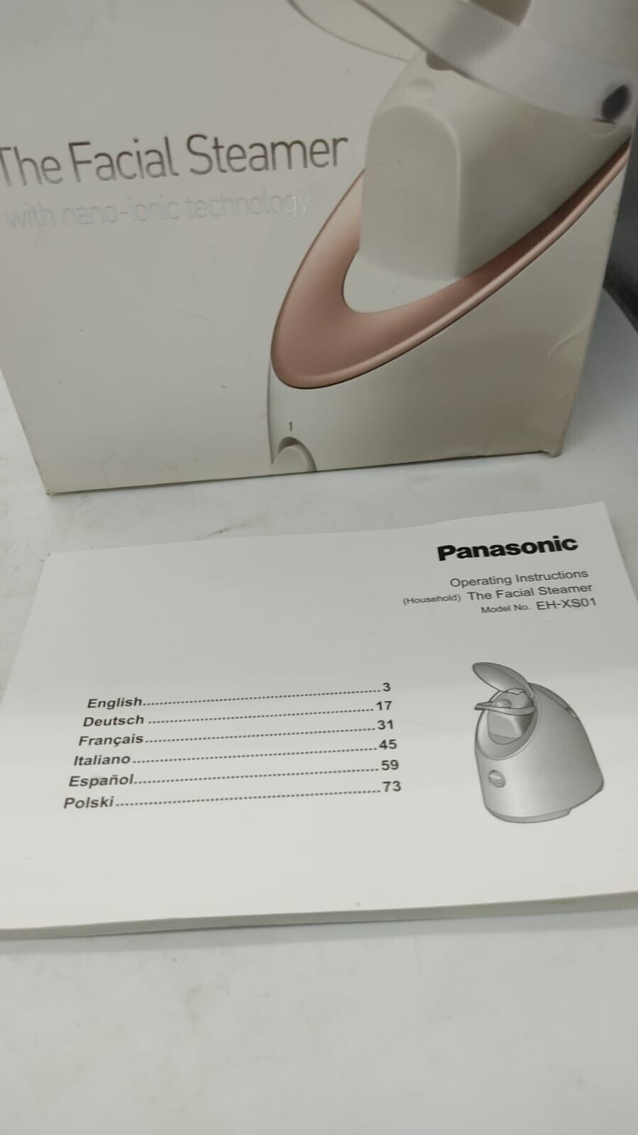 Panasonic EH-XS01 Portable Nano Ionic Technology Facial Steamer, White - Tested