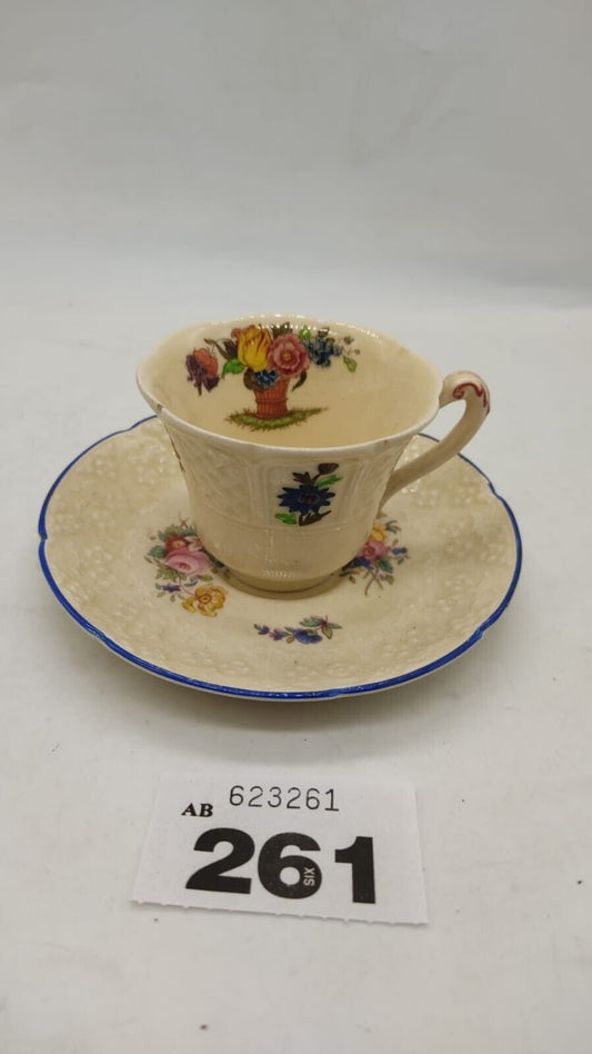 Lady Diana Flat Demitasse Cup & Saucer Set Chipped, Vintage