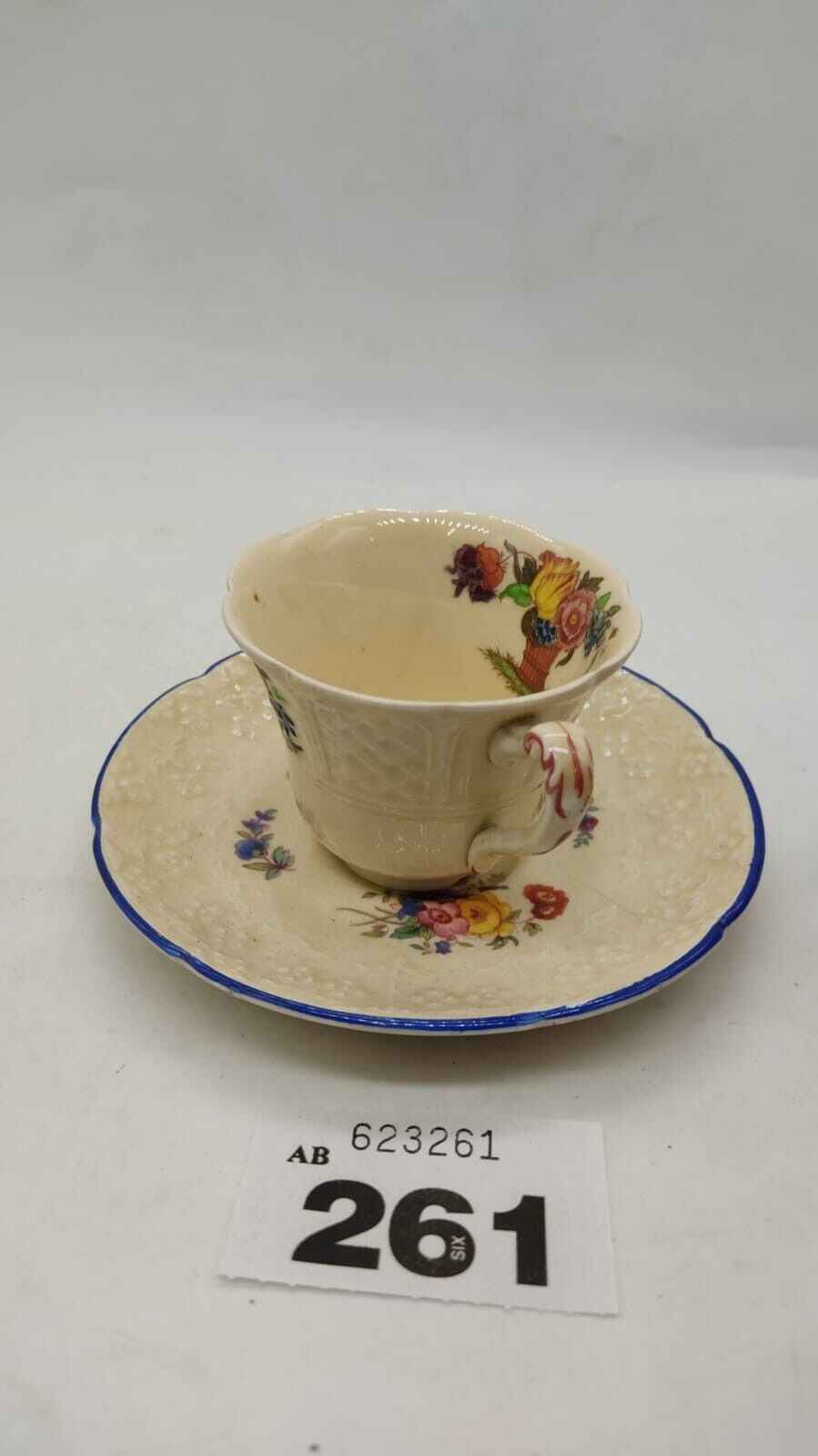 Lady Diana Flat Demitasse Cup & Saucer Set Chipped, Vintage