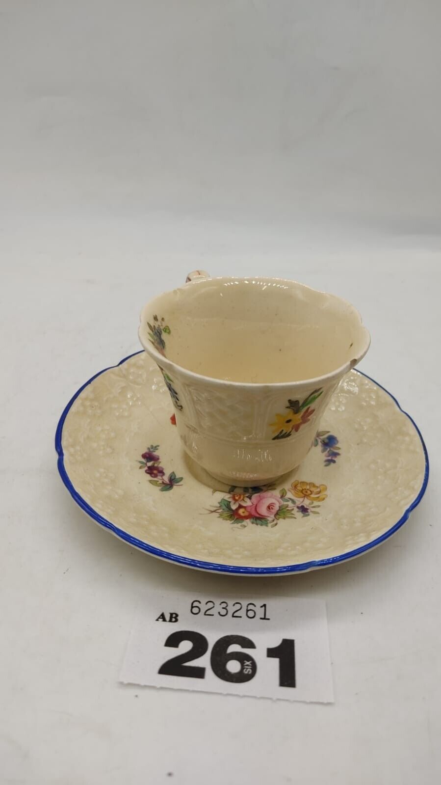 Lady Diana Flat Demitasse Cup & Saucer Set Chipped, Vintage