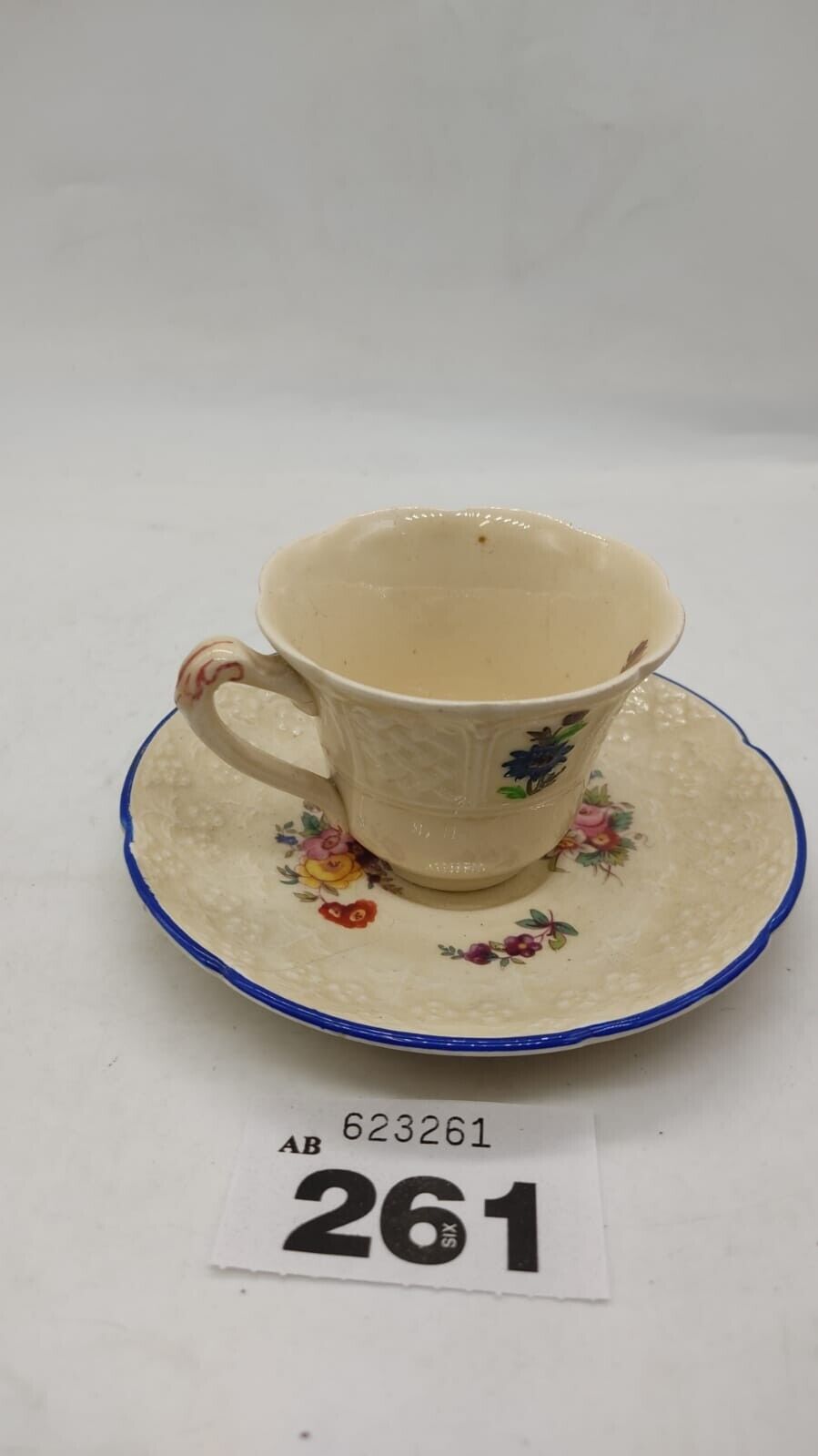 Lady Diana Flat Demitasse Cup & Saucer Set Chipped, Vintage