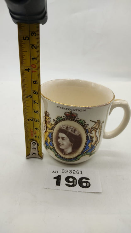 Queen Elizabeth II Commemorating Coronation Cup Mug 1953 June 2 Original 1950s