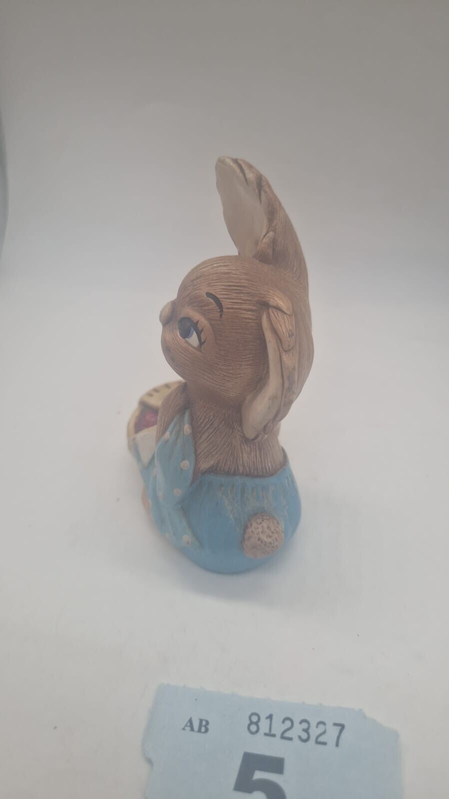 Pieface Pendelfin Rabbit Hand Painted Stoneware Pottery Ornament Blue Blanket