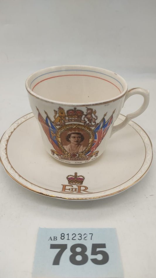 Queen Elizabeth II Coronation Mug with Saucer June 2nd 1953, Vintage