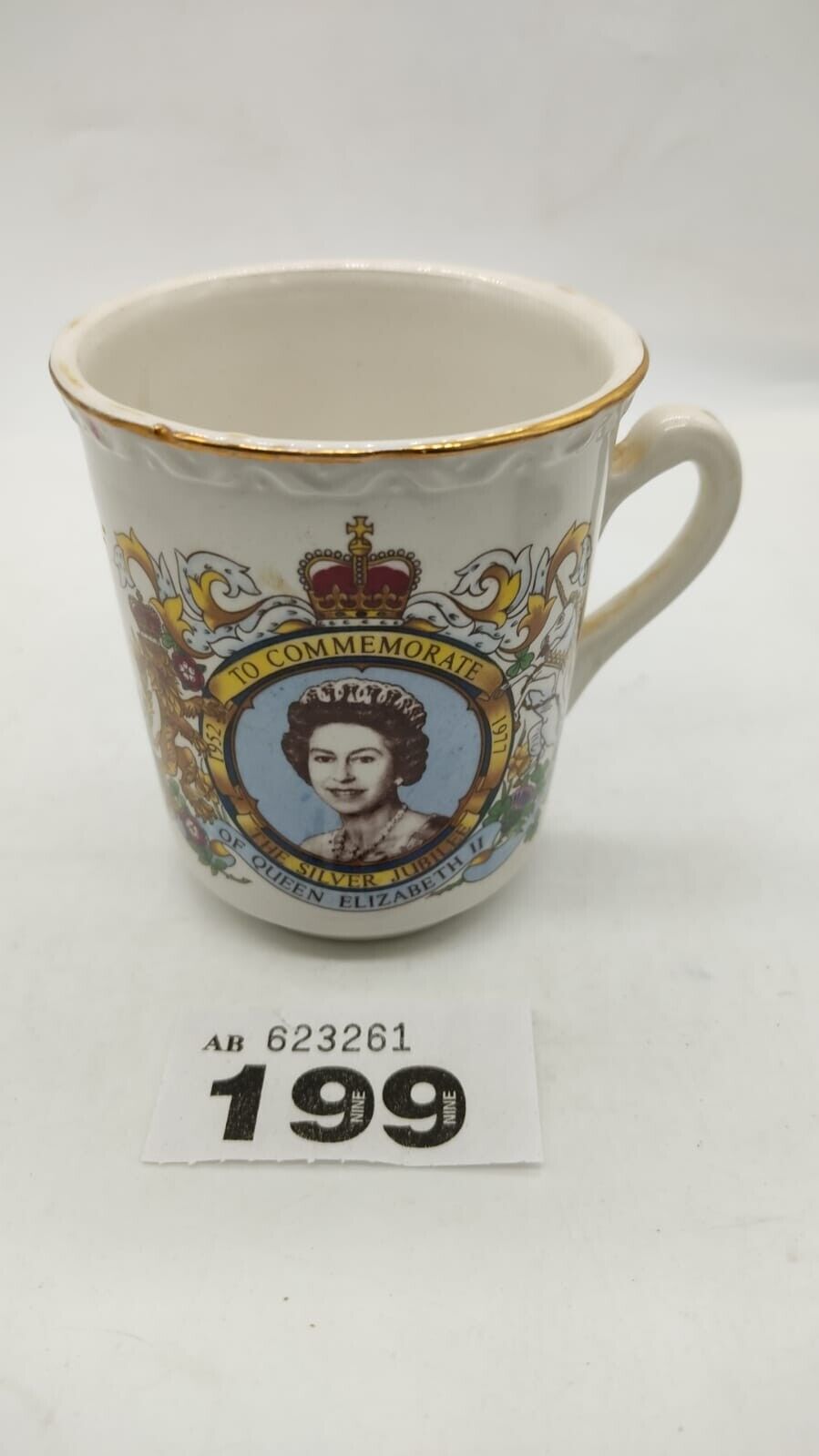 Queen Elizabeth II Silver Jubilee Cup Commemorative Mug, 1977 Royal Falcon Ware