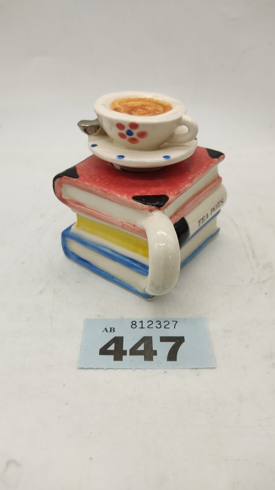 Tony Carter Miniature Teapot Tea Time Stacked Tea Cup and Spoon Teapot