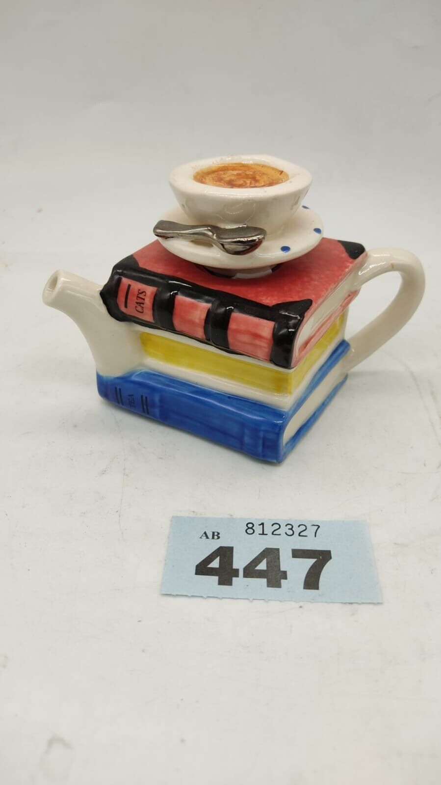 Tony Carter Miniature Teapot Tea Time Stacked Tea Cup and Spoon Teapot