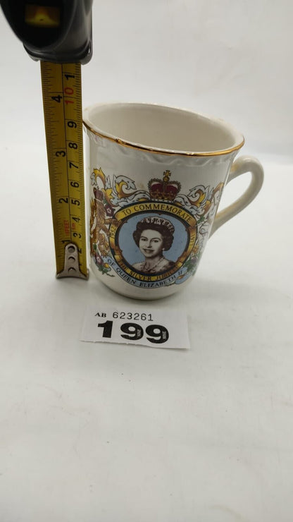 Queen Elizabeth II Silver Jubilee Cup Commemorative Mug, 1977 Royal Falcon Ware