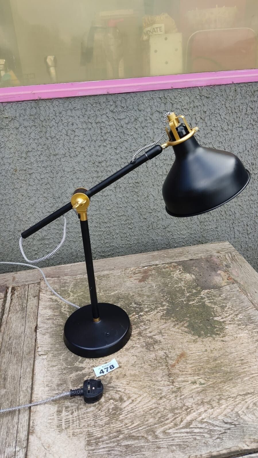 Beautiful Ikea RANARP Range Work Table Lamp Spotlight - Black and Gold