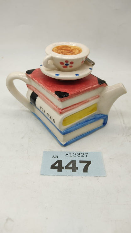 Tony Carter Miniature Teapot Tea Time Stacked Tea Cup and Spoon Teapot