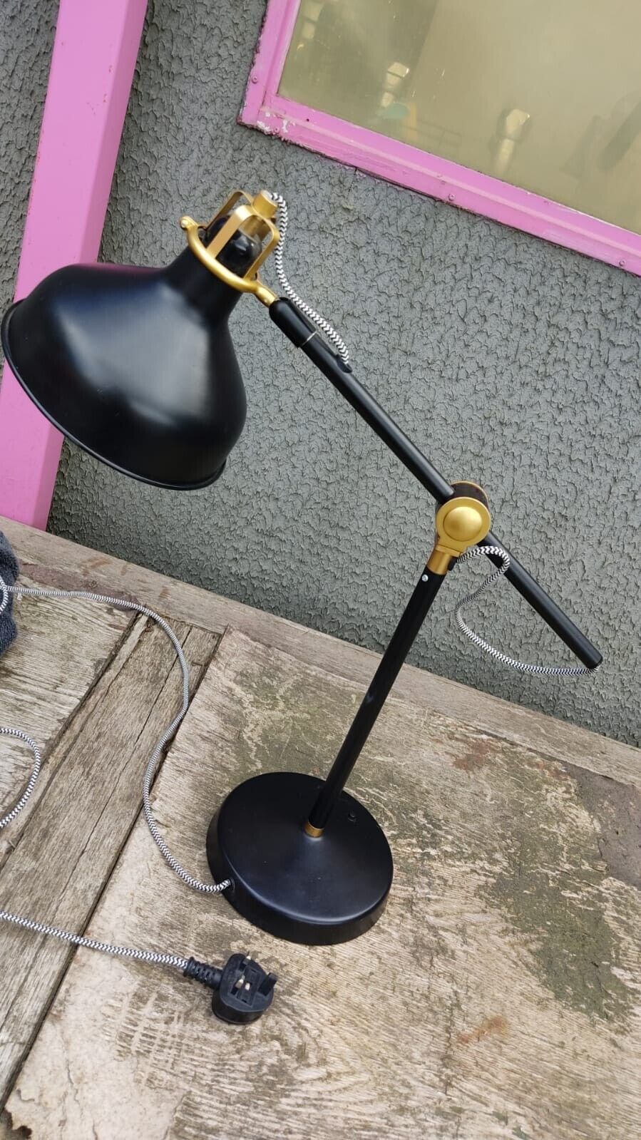 Beautiful Ikea RANARP Range Work Table Lamp Spotlight - Black and Gold