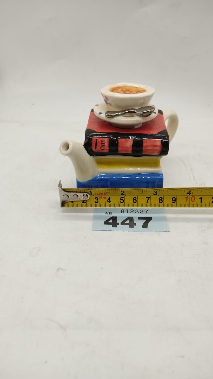 Tony Carter Miniature Teapot Tea Time Stacked Tea Cup and Spoon Teapot