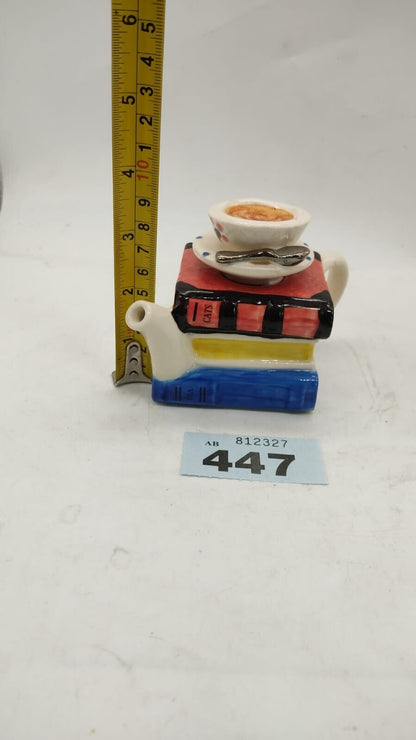 Tony Carter Miniature Teapot Tea Time Stacked Tea Cup and Spoon Teapot