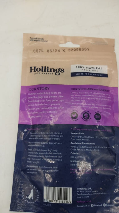 Hollings Chicken Bars with Carrot Dog Puppy Meat Training Jerky Treats