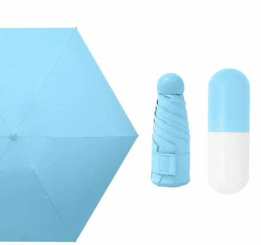 Creative Pill Capsule Umbrella Half Fold Umbrella Mini Pocket Umbrella in Blue