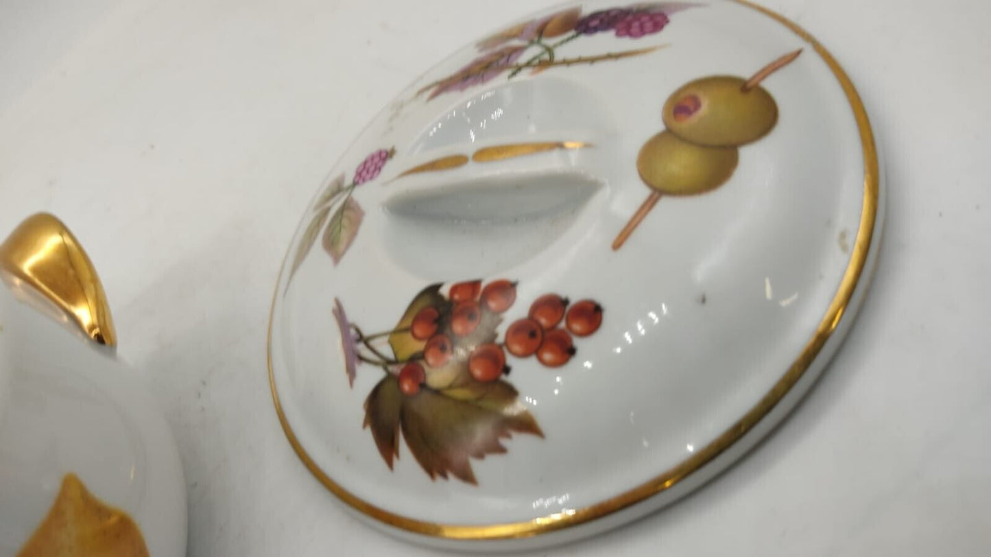 Royal Worcester Evesham Small Covered Casserole Size 4 Lemon Fruits Berries