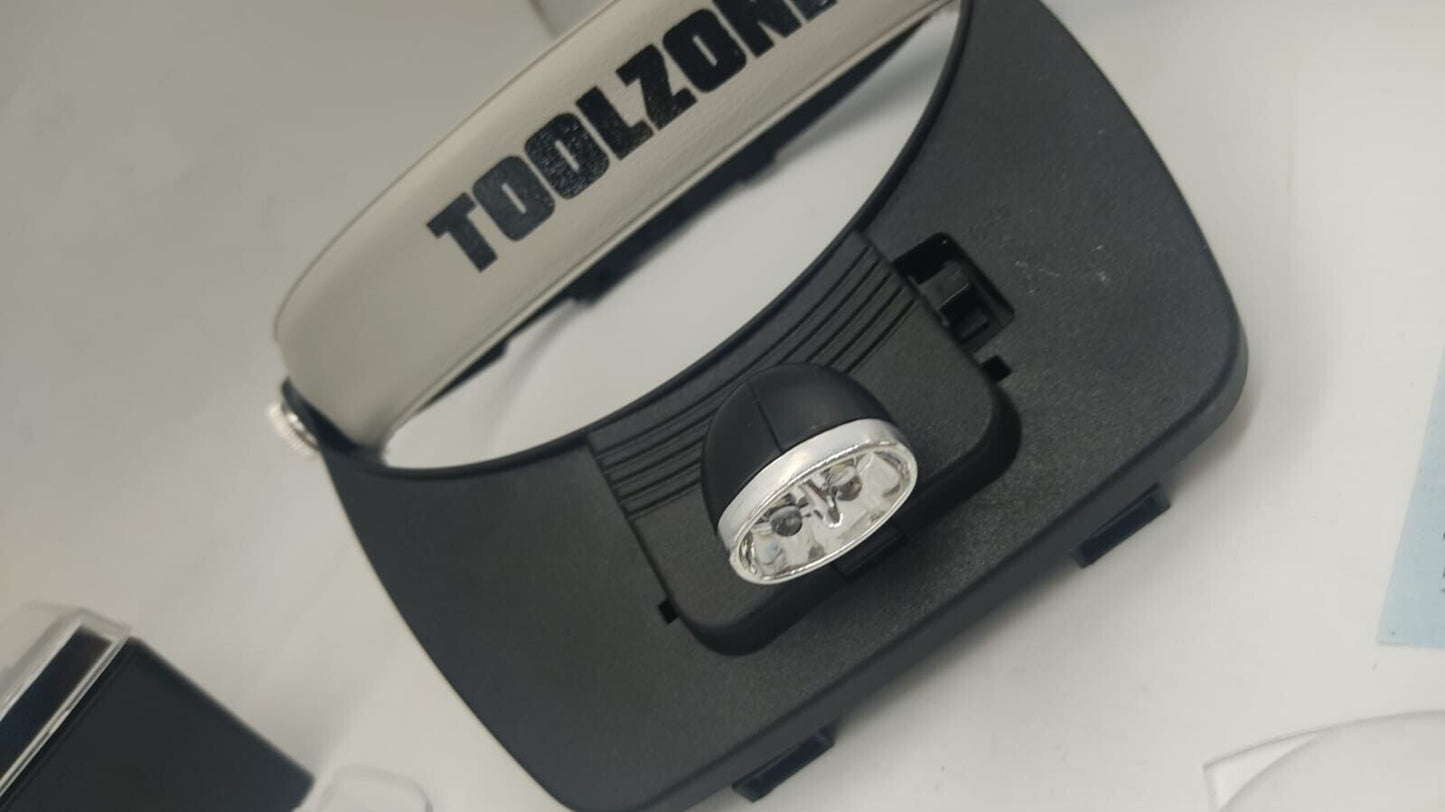 Toolzone Head Magnifier with Light and 4 Different Magnifier Attachments