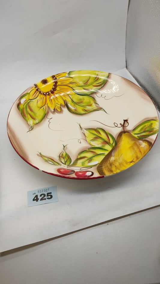 Lavori Artigianali Platter Italian Plate Featuring Sunflower Pear Cherry