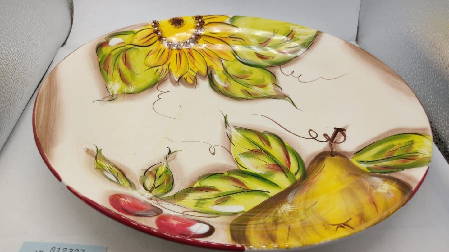 Lavori Artigianali Platter Italian Plate Featuring Sunflower Pear Cherry