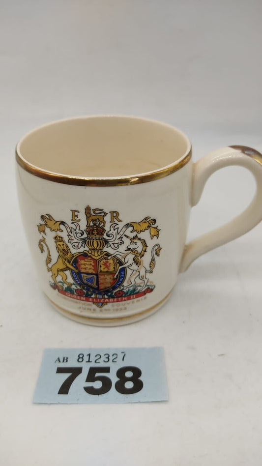 Myott Staffordshire Royal Coronation Coffee Mug Queen Elizabeth II 1953