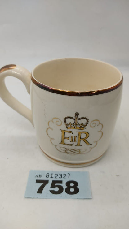 Myott Staffordshire Royal Coronation Coffee Mug Queen Elizabeth II 1953