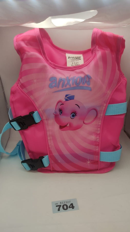 Swim Jacket Anxious Kids Ages 2-3 Years Pink Polyester Shell Comfortable 15-18kg