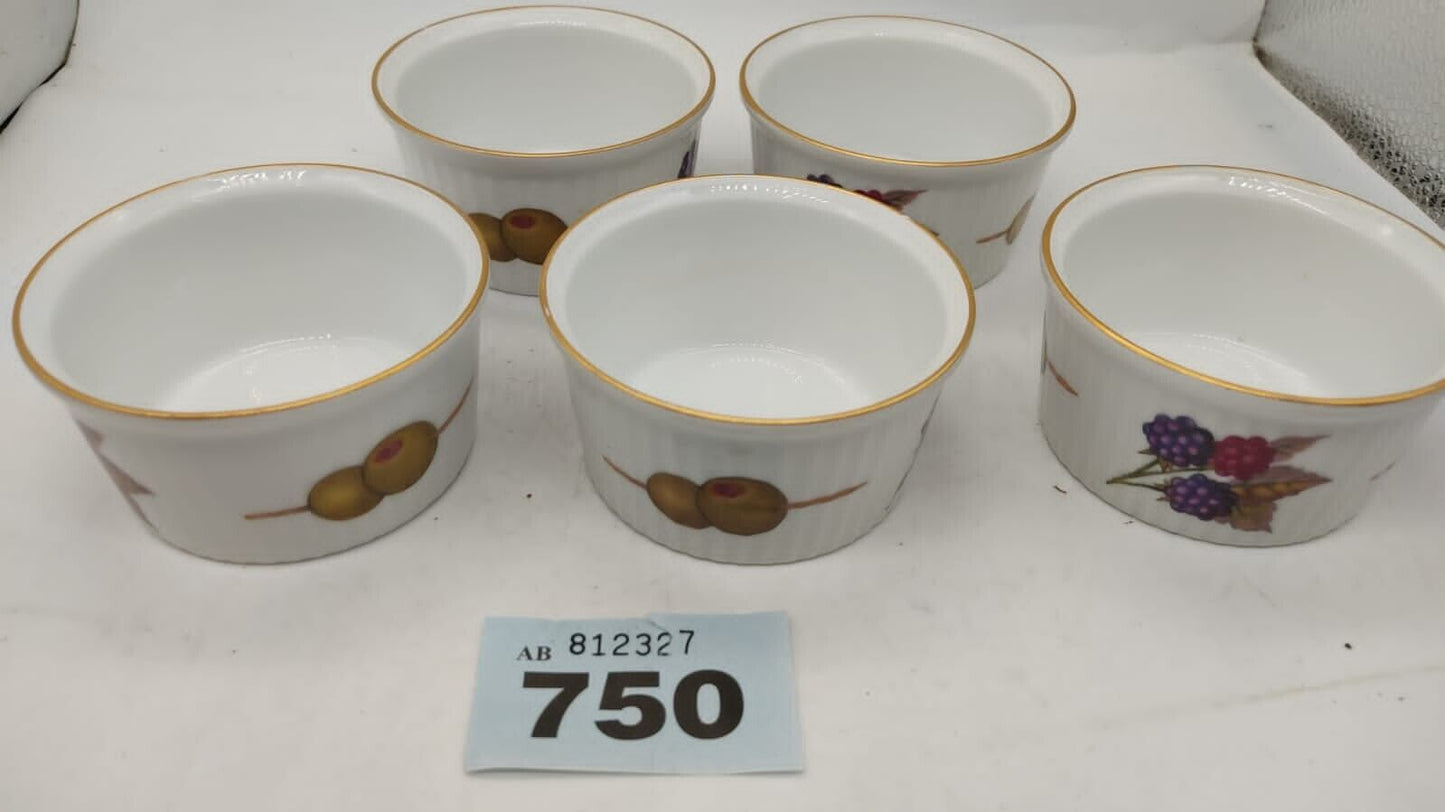 Royal Worcester 5 Ramekins Evesham Gold Small Size, Royal Worcester Ramekins