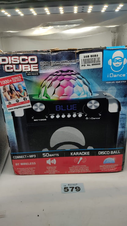 iDance Sing Cube BC100 Bluetooth Karaoke Machine System Aux in/out, USB Charge