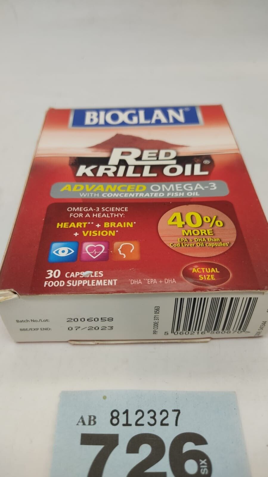 Bioglan Red Krill Oil Extra Strength 500mg, 30 Capsules. Slightly Out of Date