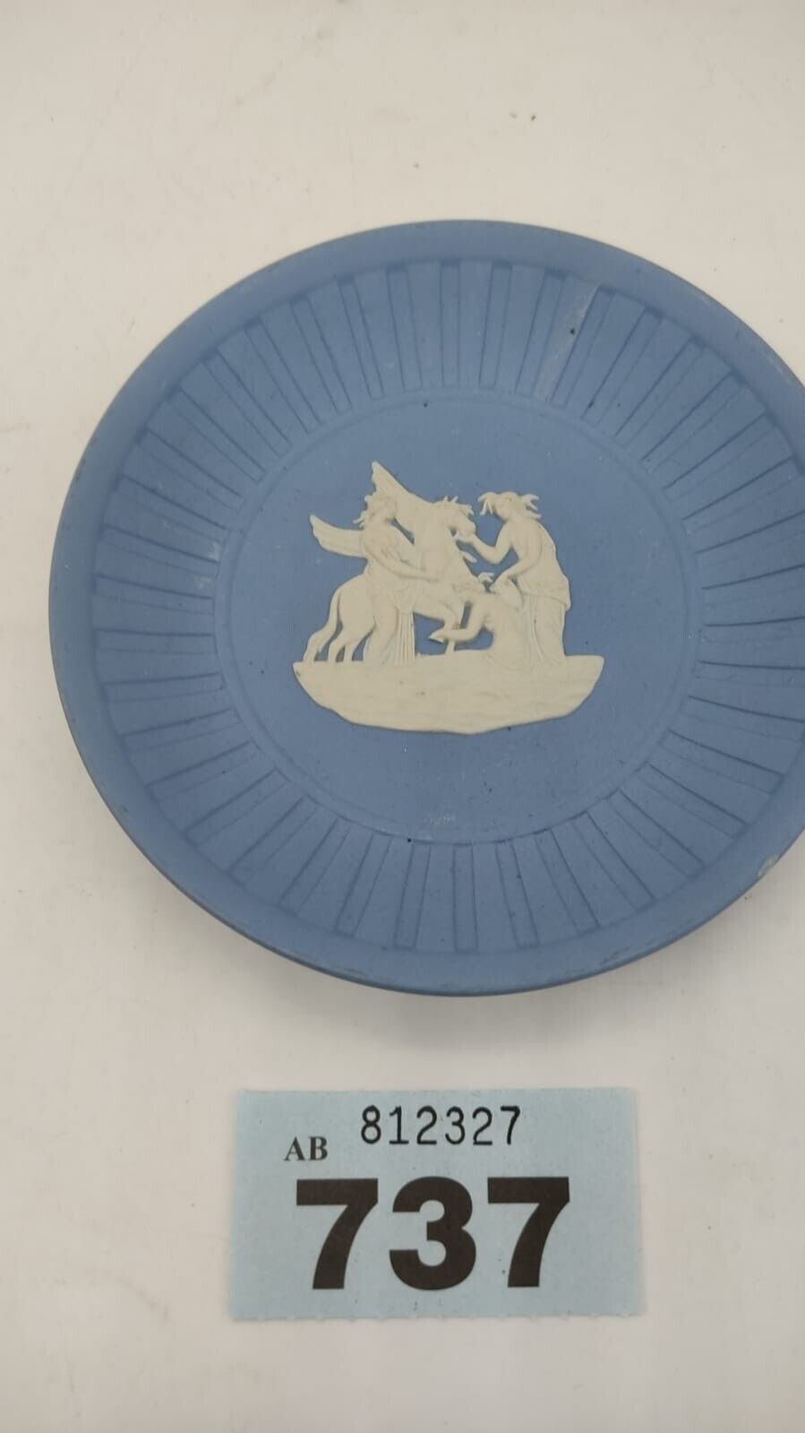 Wedgwood Blue Jasper Ware Miniature Round Fluted Tray - Vintage