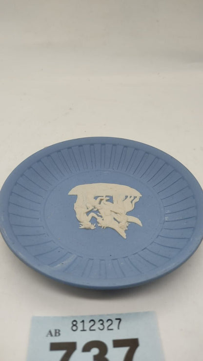 Wedgwood Blue Jasper Ware Miniature Round Fluted Tray - Vintage