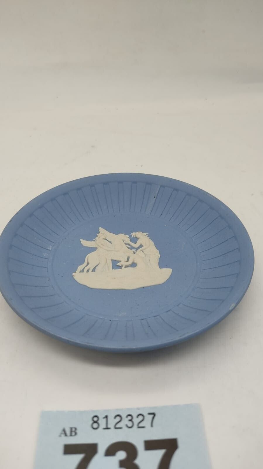 Wedgwood Blue Jasper Ware Miniature Round Fluted Tray - Vintage