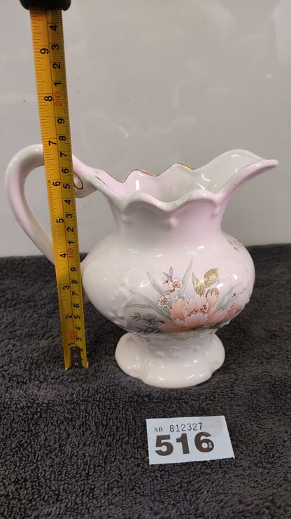 Vintage D&S Ceramics Pitcher/Jug in White with Flower Design