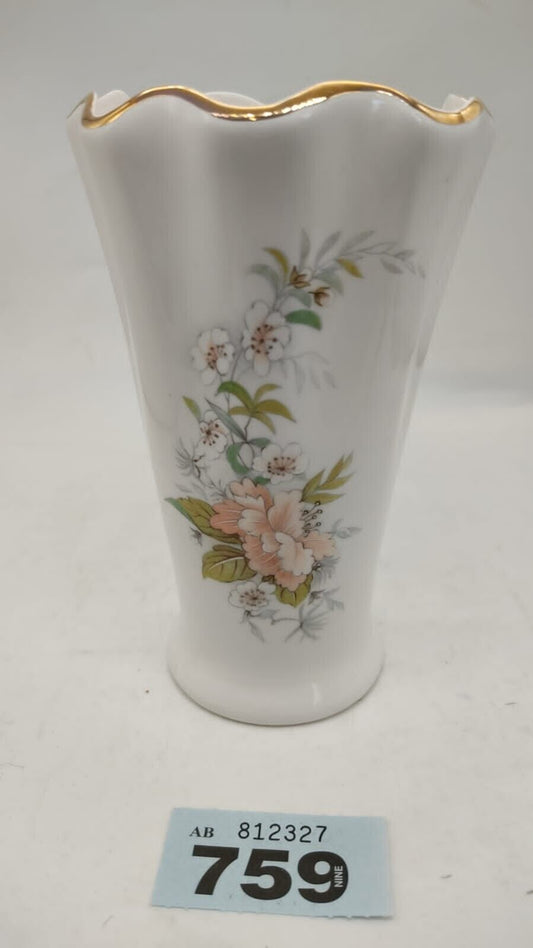 Small Vase Scalloped Rim Wild Tudor Flowers Norcroft Fine Bone China England