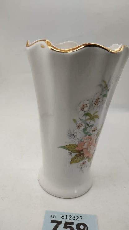 Small Vase Scalloped Rim Wild Tudor Flowers Norcroft Fine Bone China England