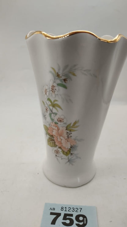 Small Vase Scalloped Rim Wild Tudor Flowers Norcroft Fine Bone China England