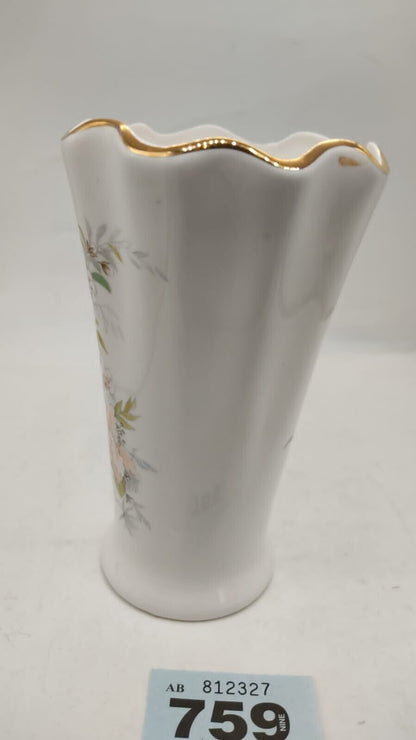 Small Vase Scalloped Rim Wild Tudor Flowers Norcroft Fine Bone China England