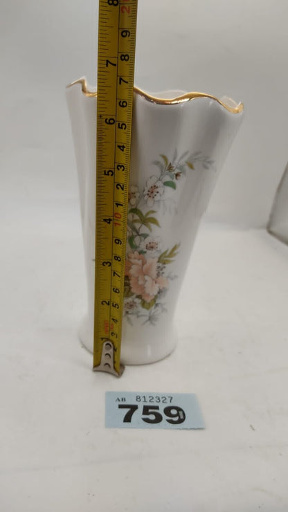 Small Vase Scalloped Rim Wild Tudor Flowers Norcroft Fine Bone China England