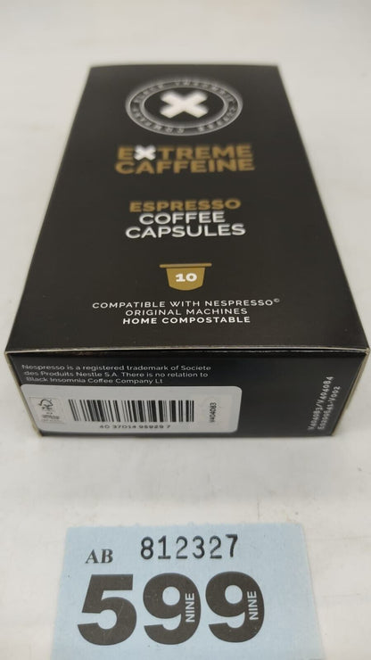 Nespresso© 10 Coffee Pods Black Insomnia, Extreme Caffeine, 1105mg/ Cup