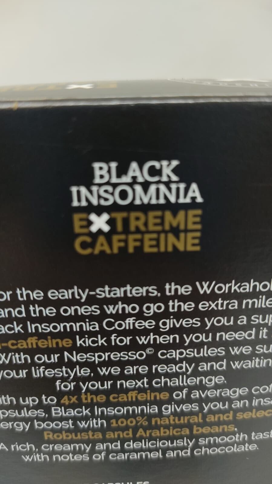 Nespresso© 10 Coffee Pods Black Insomnia, Extreme Caffeine, 1105mg/ Cup