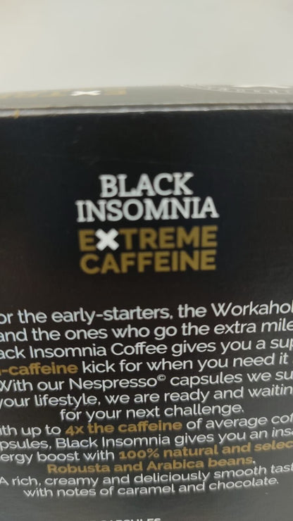 Nespresso© 10 Coffee Pods Black Insomnia, Extreme Caffeine, 1105mg/ Cup