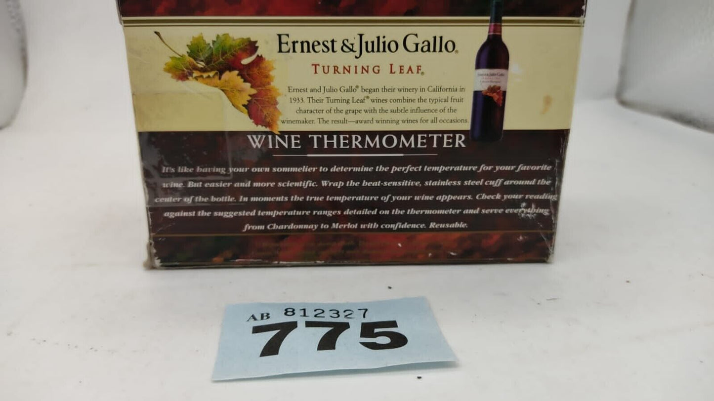 Ernest & Julio Gallo Turning Leaf Wine Stainless Steel Themometer Bottle Cuff BN