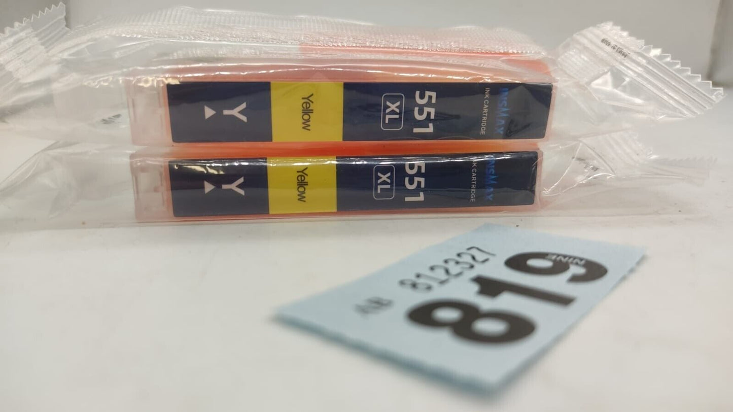 X2 Unbranded Canon 551 XL Printer High Yield Ink Cartridges Yellow Only - Sealed