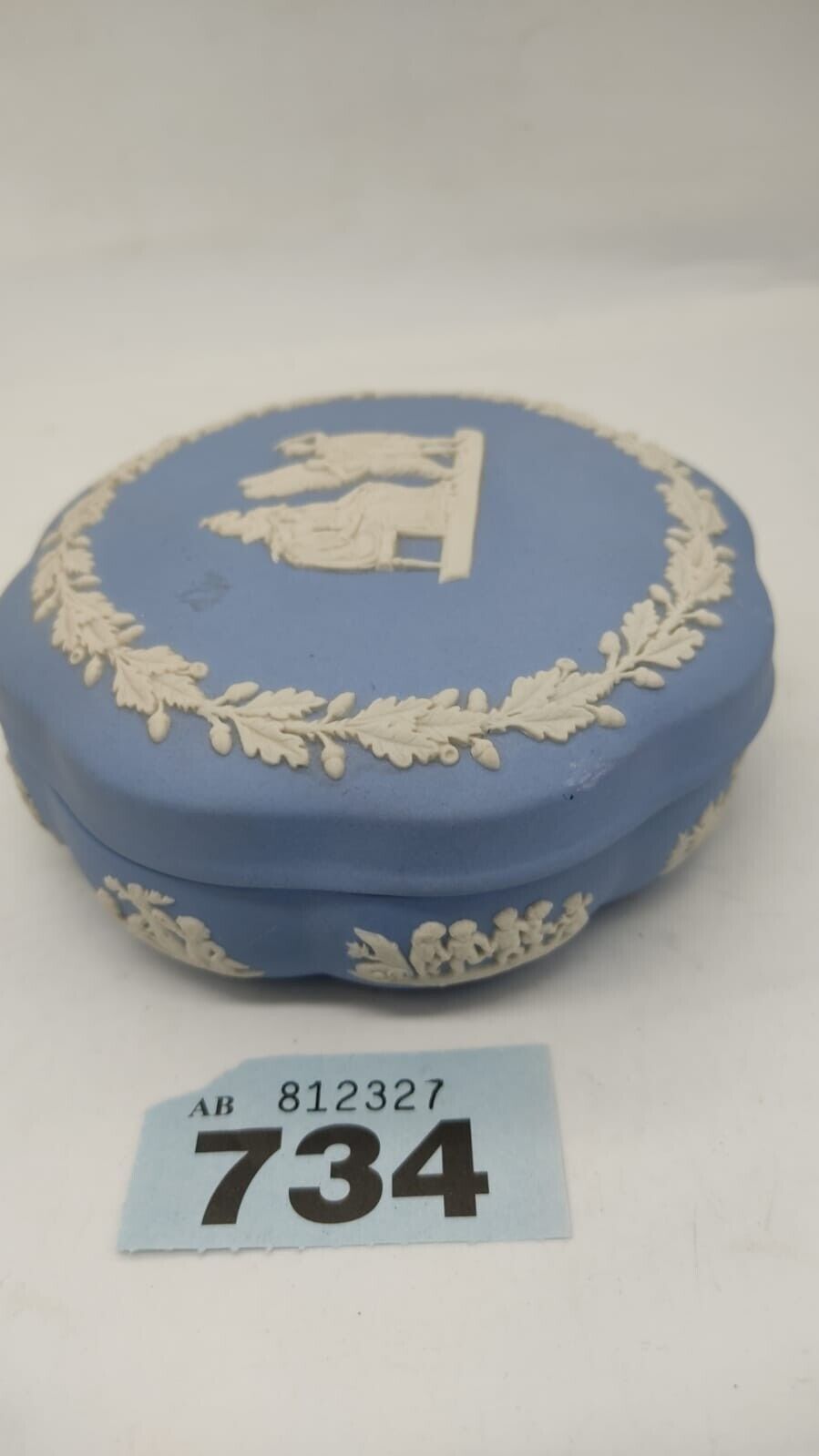 Wedgwood Jasperware Blue Flowers Trinket Box Mythological - Figures No 73