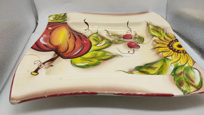 Lavori Artigianali Italy Serving Plate. Hand Painted Сeramic, DAMAGED, Vintage