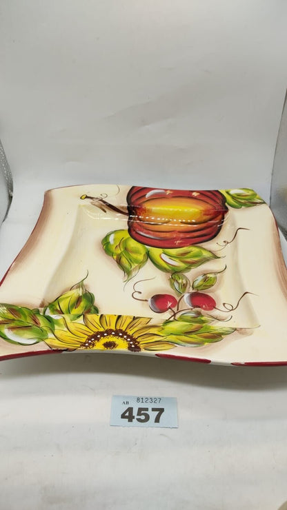 Lavori Artigianali Italy Serving Plate. Hand Painted Сeramic, DAMAGED, Vintage