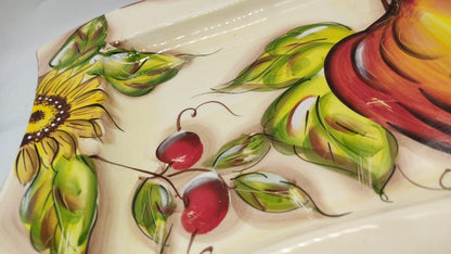 Lavori Artigianali Italy Serving Plate. Hand Painted Сeramic, DAMAGED, Vintage