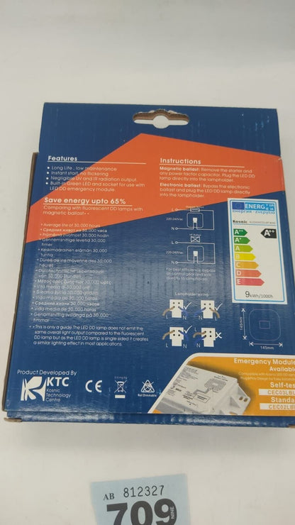 Kosnic Led 4 Pins Light Bulb, Plug and Play Emergency Module. 1050lm 9w