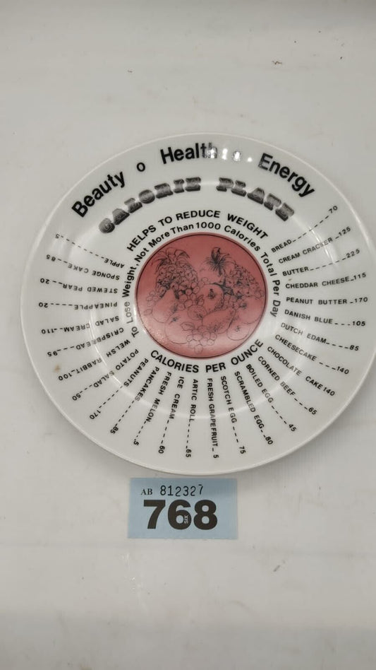 Beauty of Health Energy Retro Calorie Plate 1977 by A, Saal Heimer Ltd